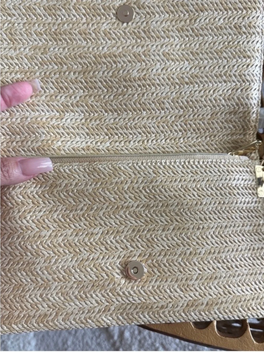 Dior Straw Tote in Beige with Gold Chain Detail